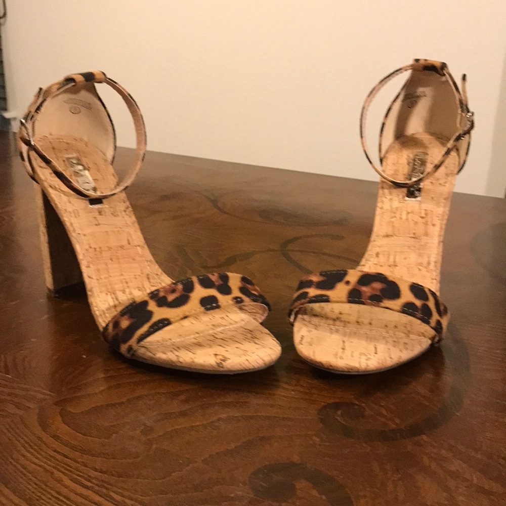Lov mark Leopard suede high heel wedge shoe size 9